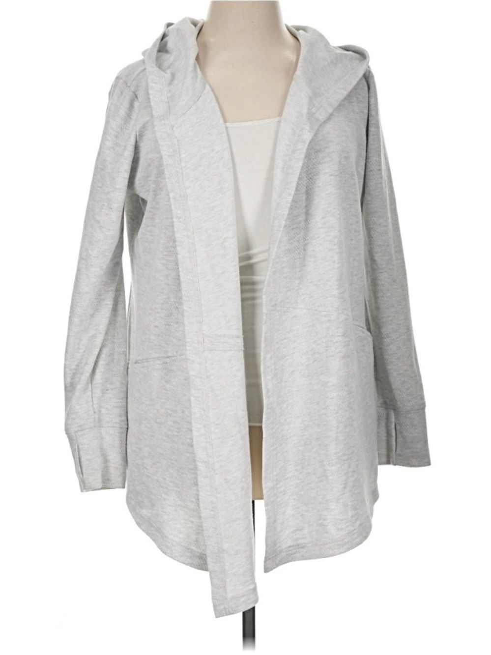 Ideology Light Gray Hooded Open-Front Cardigan size XL